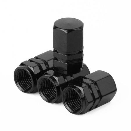 Accesorii roți - Set 4 capace hexagonale decorative pentru valva auto Aluminiu 1.8 cm Negru – IoArtify.ro