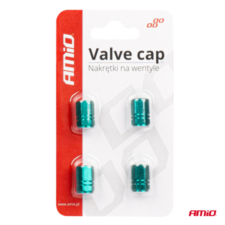 Set 4 capacele auto pentru ventil din aluminiu model Hexagon culoare Verde dimensiune standard – IoArtify.ro [3]
