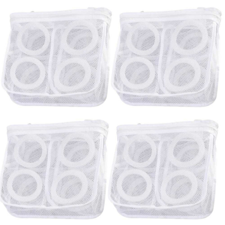 CADOURI, HOBBY & ARTE - Set 4 Saculeti pentru Spalarea si Uscarea Incaltamintei si a Hainelor de Dimensiuni Mici Poliester 28 x 27 cm Alb - IoArtify.ro