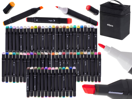 Set 48 Markere cu 2 Capete si Geanta de Depozitare Contin Alcool 15 cm Multicolor 14 x 11 x 17.5 cm – IoArtify.ro [3]