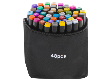 Set 48 Markere cu 2 Capete si Geanta de Depozitare Contin Alcool 15 cm Multicolor 14 x 11 x 17.5 cm – IoArtify.ro [1]