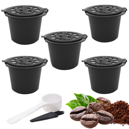 Set 5 Capsule Reutilizabile din Plastic Ecologic si Inox Compatibile cu Aparatele de Cafea Nespresso Capacitate 5 Grame – IoArtify.ro [9]