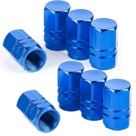 Accesorii roți - Set 8 Capace Hexagonale pentru Valva Auto Aliaj Aluminiu Lungime 1.8 cm Albastru – IoArtify.ro