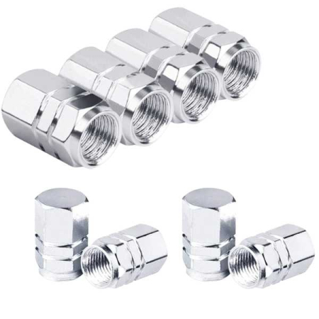 Accesorii roți - Set 8 Capace Hexagonale pentru Valva Auto Aliaj Aluminiu Lungime 1.8 cm Argintiu - IoArtify.ro