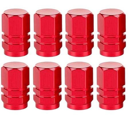 Accesorii roți - Set 8 Capace Hexagonale pentru Valva Auto Aliaj Aluminiu Lungime 18 mm Rosu – IoArtify.ro