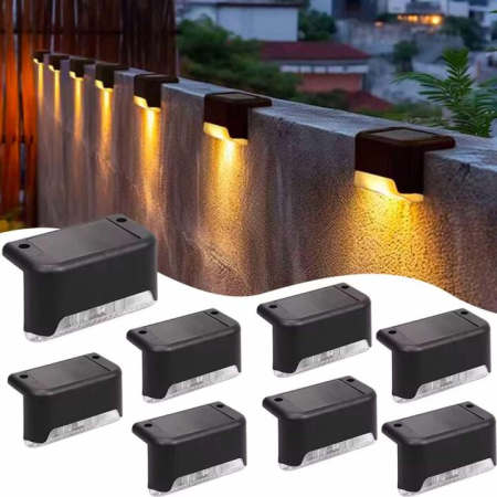 Cazare & Transport - Set 8 Lampi solare LED pentru iluminat scari exterioare cu senzor crepuscular autonomie 8 ore - IoArtify.ro