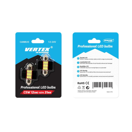 Set Becuri LED CANBUS C5W 12V/24V pentru competiții auto și off-road – Alb 5600K, 12 SMD 31mm [1]