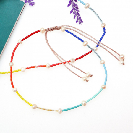 Set Brățară Glezna și Colier Summer Rainbow cu Miyuki și Perle de Cultură – Eleganță și Culoare pentru Vara Ta [2]