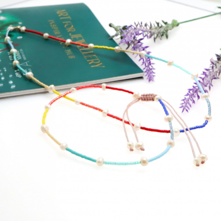 Set Brățară Glezna și Colier Summer Rainbow cu Miyuki și Perle de Cultură – Eleganță și Culoare pentru Vara Ta [1]