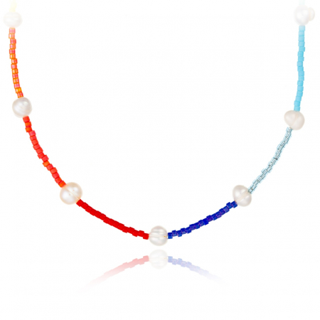 Coliere din AUR 14K - Set Brățară Glezna și Colier Summer Rainbow cu Miyuki și Perle de Cultură – Eleganță și Culoare pentru Vara Ta