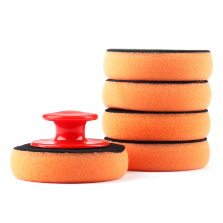 Set bureți pentru curățare, polisare și șlefuire, 5x100mm + suport Velcro – perfect pentru suprafețe lăcuite, cauciuc, plastic, vinil și piele [1]