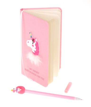 Birotica si Papetarie - Set Cadou pentru Copii cu Caiet și Pix Unicorn - Cadou Roz, Compact și Perfect pentru Jurnal sau Schițe