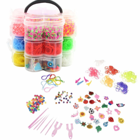 Jucării - Set creativ pentru copii 3000 piese benzi de cauciuc croșetate și elemente decorative 13 x 17 cm Ani 6 plus Multicolor – IoArtify.ro