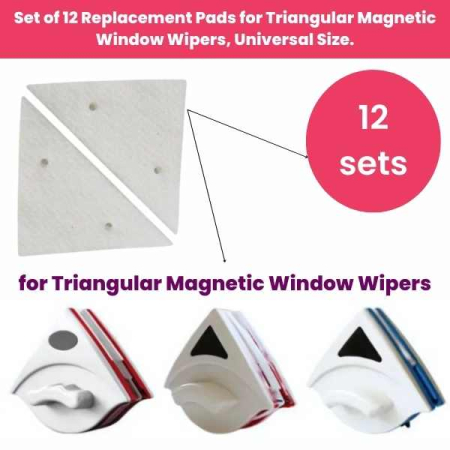 Set de 12 Rezerve Mercaton pentru Stergătoare Magnetice Triunghi, Universal, Ușor de Schimbat și Eficient pentru Geamuri 3-15 mm [1]