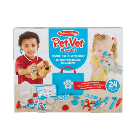 Jucarii de creatie si meserii - Melissa And Doug Set de Joaca Doctor Veterinar cu 25 piese din lemn - IoArtify.ro
