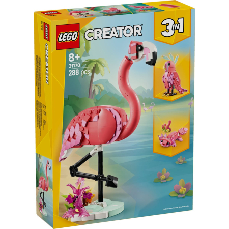JOCURI SI JUCARII - Lego Creator Animale Salbatice Flamingo Roz 31170 set 3 în 1 piese compatibile - IoArtify.ro