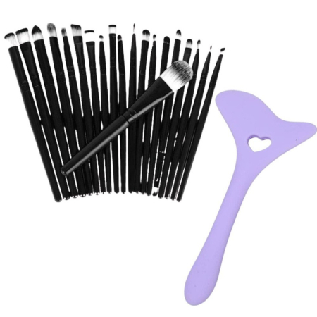 Hobby & Timp Liber - Set Profesional de Machiaj cu 20 de Pensule Antialergice si Sablon Multifunctional 4-in-1 Eyeliner din Silicon in Nuanta Mov cu Pensule din Păr Sintetic Rezistent – IoArtify.ro