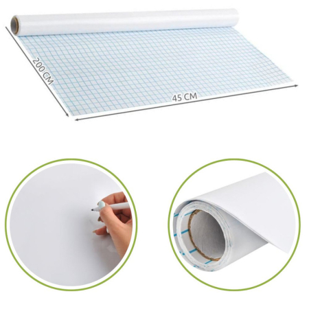 Set Rola de hartie autoadeziva si reutilizabila pentru scris si desenat 200 x 45 cm cu 4 markere cu magnet si burete – IoArtify.ro [2]