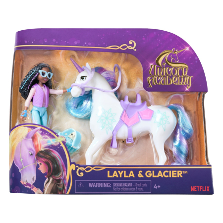 JOCURI SI JUCARII - Unicorn Academy Set Unicorn Glacier si Papusa Layla cu accesorii detaliate - IoArtify.ro