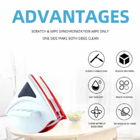 Stergator Dublu cu Magnet pentru Geamuri 3-8 mm – Curățare Rapidă și Sigură, Alb cu Roșu [4]