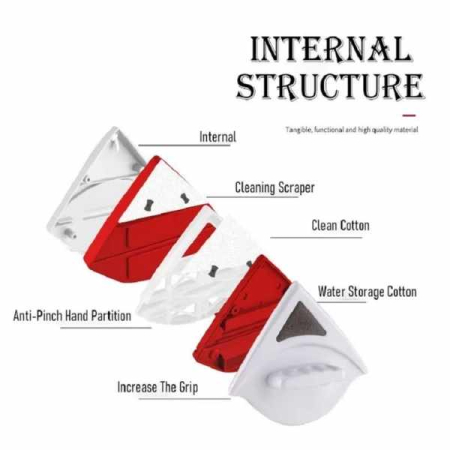 Stergator Dublu cu Magnet pentru Geamuri intre 3 si 8 mm si 10 Bureti de Rezerva Alb cu Rosu – IoArtify.ro [4]