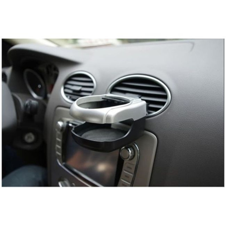 Accesorii Interior - Suport auto pahar băuturi universal, montaj pe aerisire, design ergonomic, compatibil toate mașinile, culoare argintiu-negru