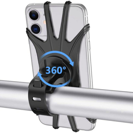 Suport universal din silicon pentru Telefoane cu Display pana la 8 inch flexibil si montaj pe ghidon negru – IoArtify.ro [5]