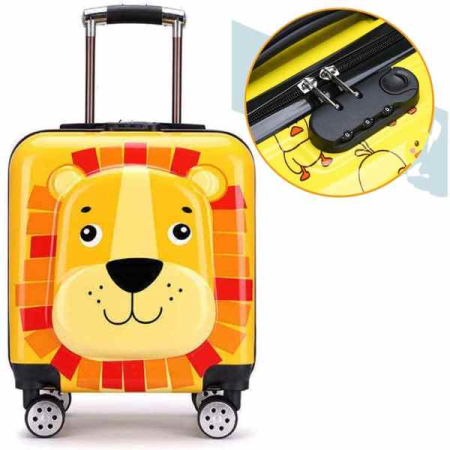 Troler Mercaton pentru Copii Model Leu 3D Policarbonat cu Roti Pivotante 35 x 25 x 45 cm Galben – IoArtify.ro [1]
