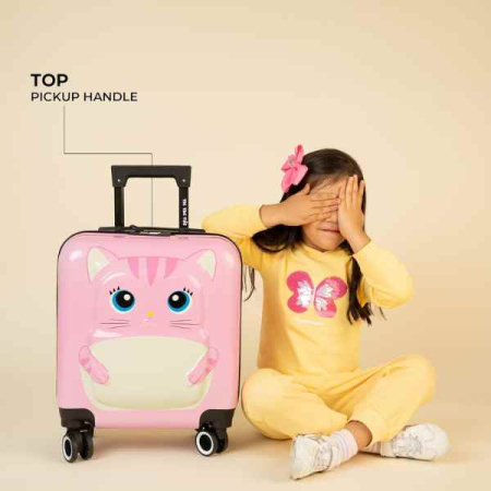 Troler Mercaton pentru Copii Model Pisicuta 3D Policarbonat cu Roti Pivotante 35 x 25 x 45 cm Roz – IoArtify.ro [5]