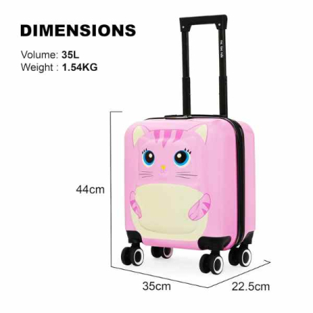 Troler Mercaton pentru Copii Model Pisicuta 3D Policarbonat cu Roti Pivotante 35 x 25 x 45 cm Roz – IoArtify.ro [7]