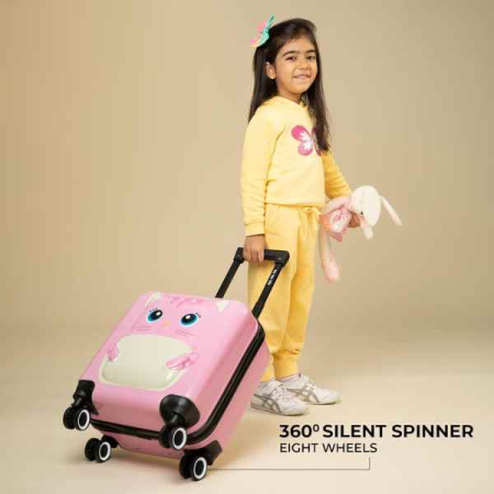 Troler Mercaton pentru Copii Model Pisicuta 3D Policarbonat cu Roti Pivotante 35 x 25 x 45 cm Roz – IoArtify.ro [3]