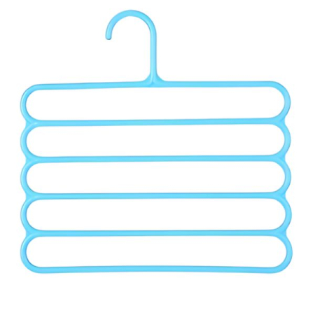 Organizatoare îmbrăcăminte - Umeras din Plastic Antiderapant si Multifunctional pentru Organizarea Hainelor cu 5 Pozitii 31x31 cm Albastru – IoArtify.ro