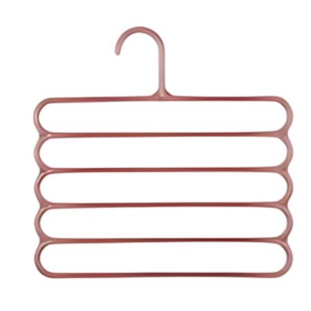 Mobilier Casă - Umeras din Plastic Antiderapant si Multifunctional pentru Organizarea Hainelor cu 5 Pozitii 31x31 cm Maro - IoArtify.ro