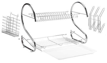 Uscator de vase din otel cu doua niveluri si tava din plastic capacitate mare – IoArtify.ro [4]