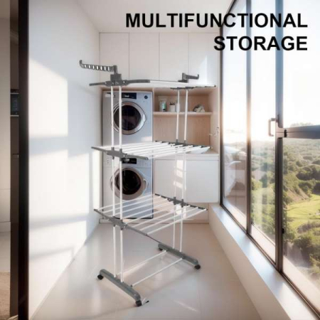 Uscător Vertical Pliabil de Rufe Mercaton, 3 Nivele, Capacitate 40 Kg, Design Robust și Compact, Alb [1]