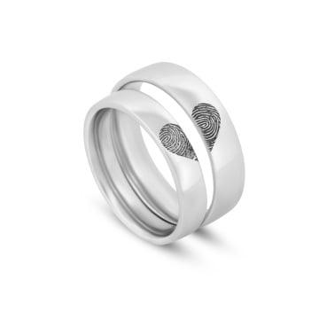 Verighete din Argint - Verigheta personalizată din Argint 925 cu amprente – cadou unic și elegant pentru dragoste adevărată