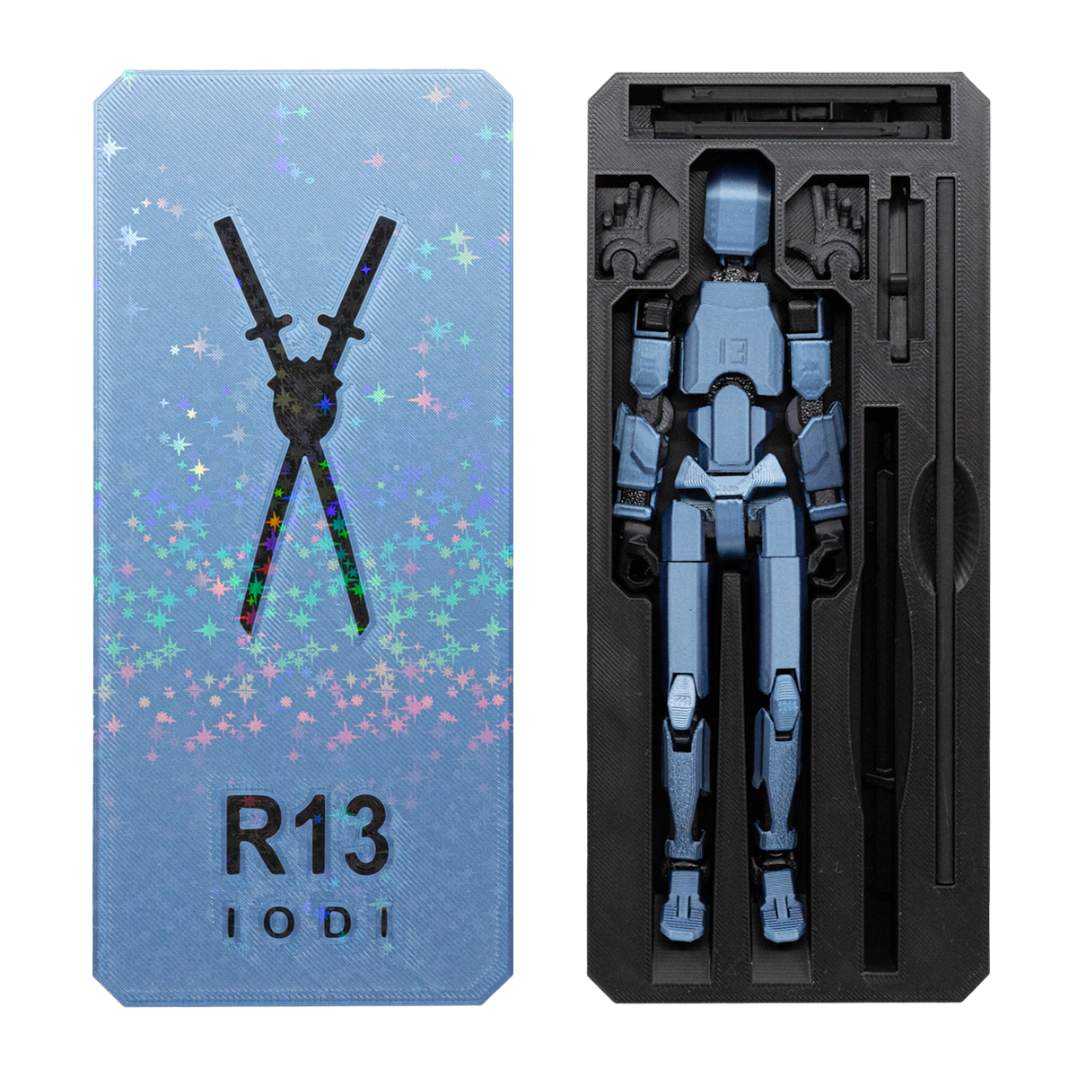 Pachet Deluxe Robot jucarie cu articulatii R13, imprimat 3D, 16, 5cm, complet asamblat - Cobalt Albastru Metalizat + CADOU [4]