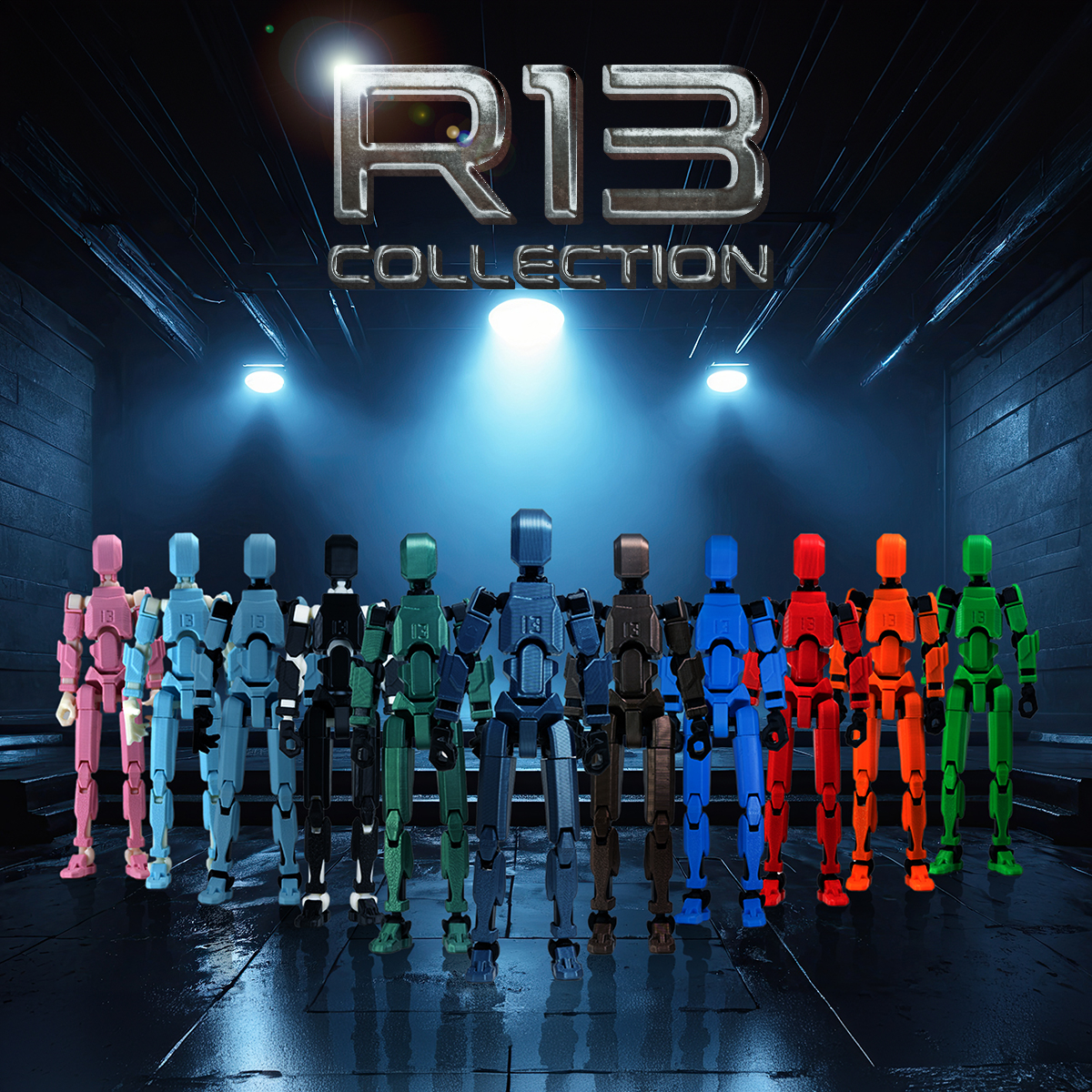 Robot jucarie cu articulatii R13, 16, 5cm, imprimat 3D, complet asamblat -Cobalt Albastru Metalizat [9]