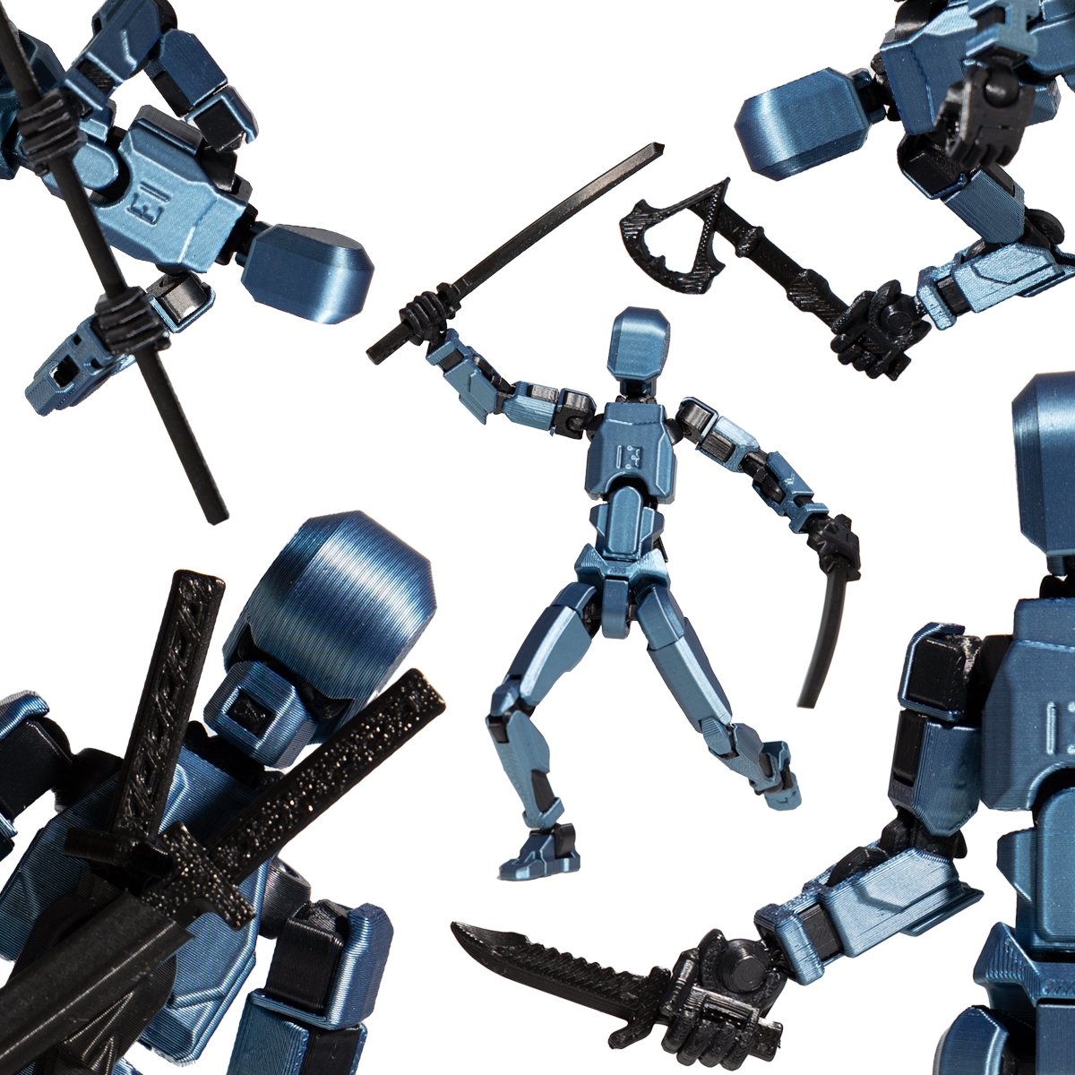Robot jucarie cu articulatii R13, 16, 5cm, imprimat 3D, complet asamblat -Cobalt Albastru Metalizat [5]