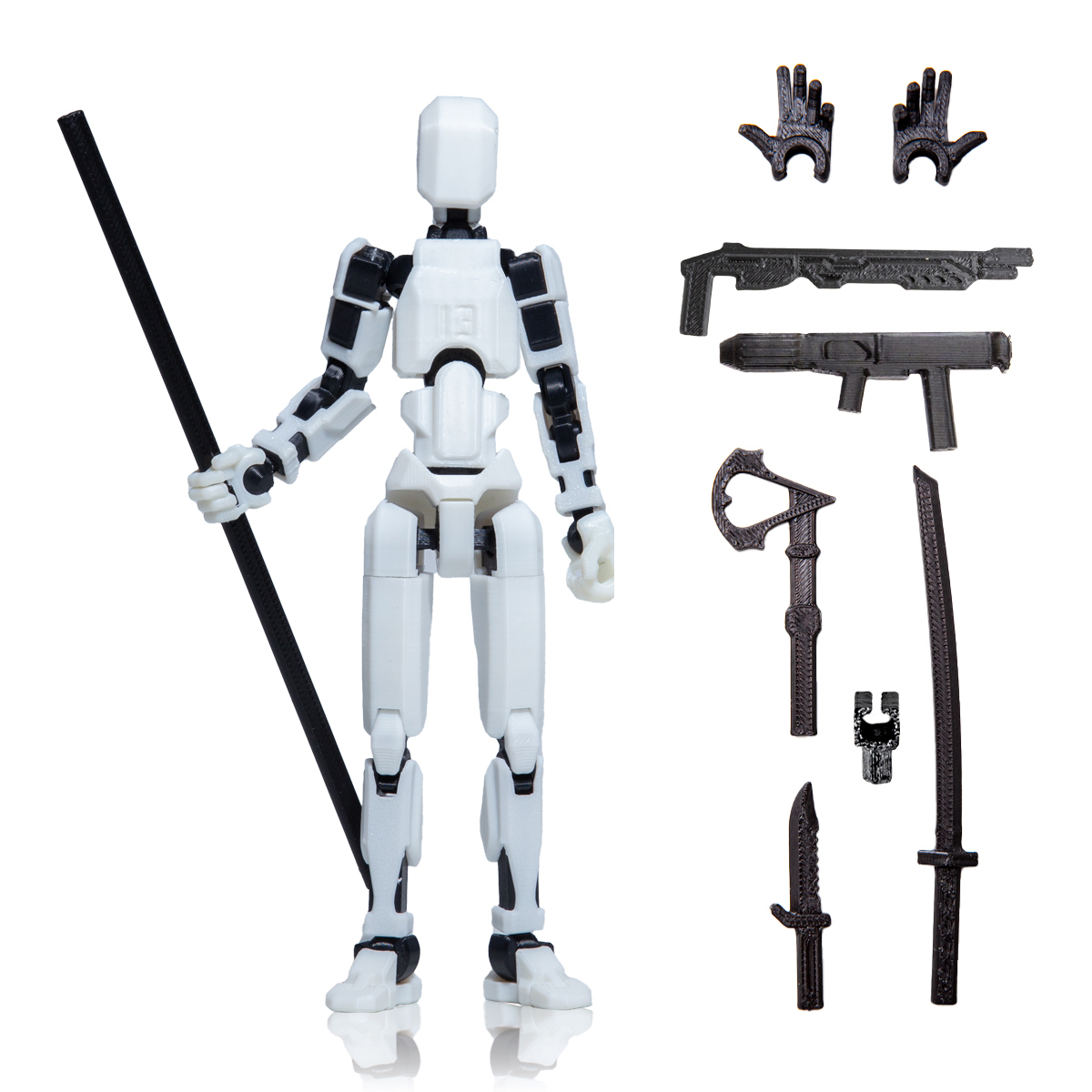 Robot jucarie cu articulatii R13, 16,5cm, imprimat 3D, complet asamblat - alb [1]