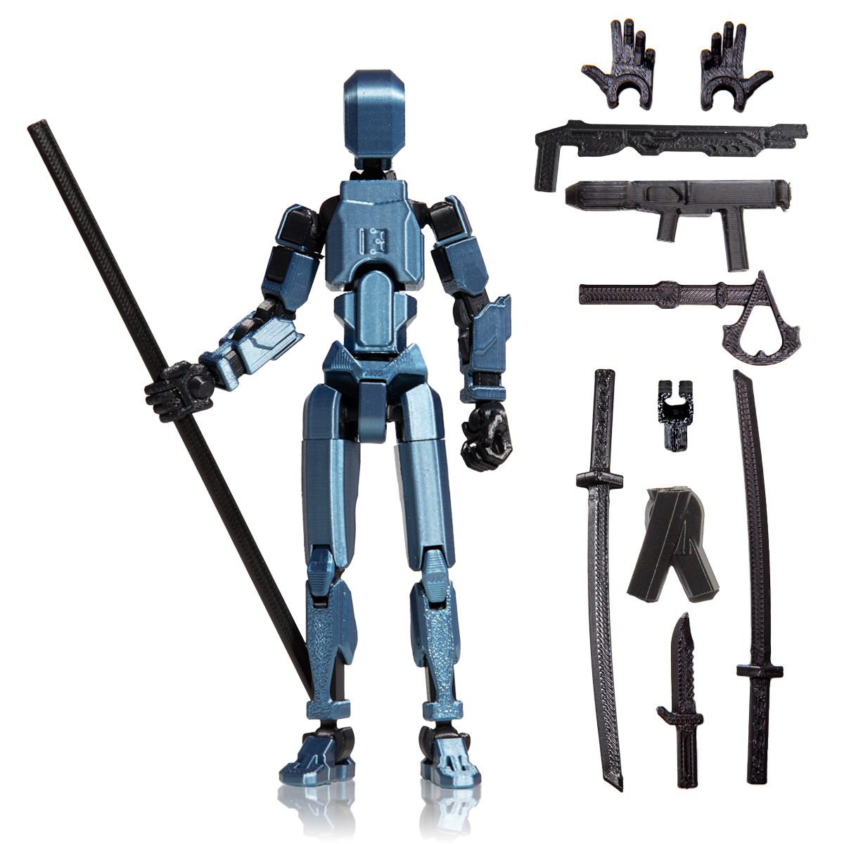 Robot jucarie cu articulatii R13, 16, 5cm, imprimat 3D, complet asamblat -Cobalt Albastru Metalizat [1]