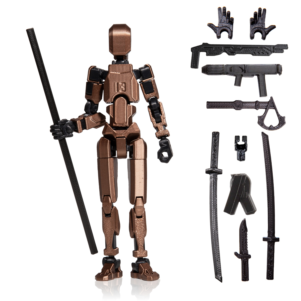 Robot jucarie cu articulatii R13, mediu, 16, 5cm, imprimat 3D, complet asamblat - Cupru Metalizat [1]