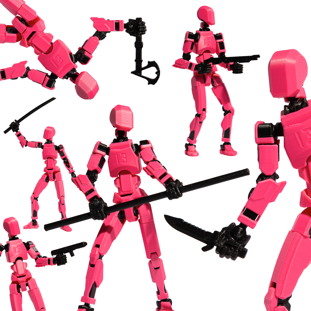 Robot jucarie cu articulatii R13, mediu, 16,5cm, imprimat 3D, complet asamblat - pink pop [5]