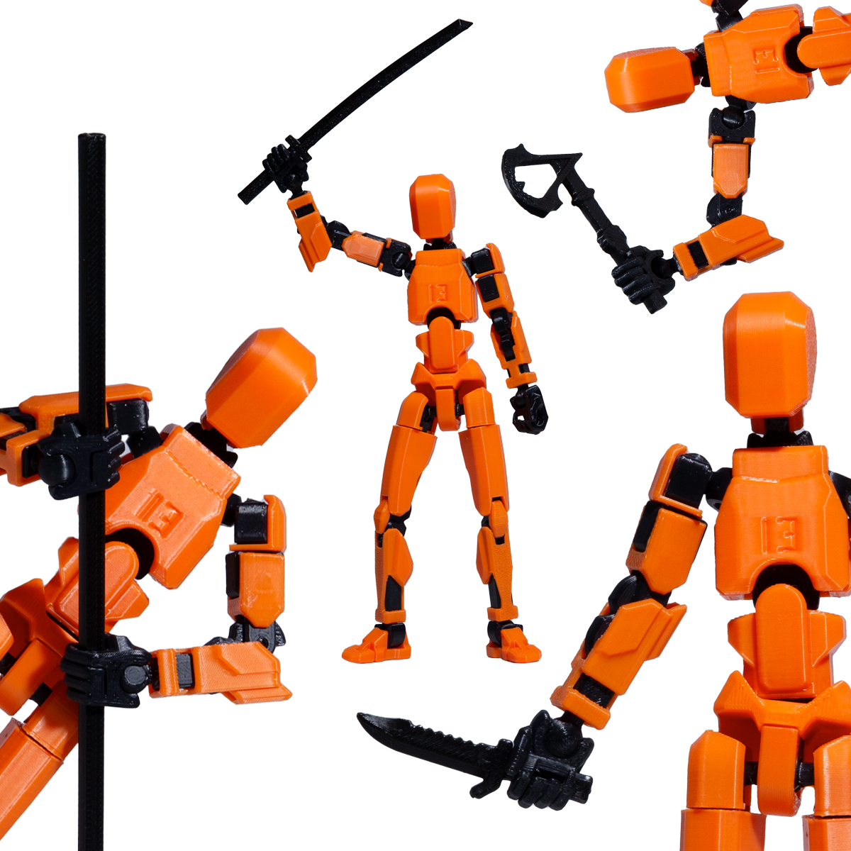 Robot jucarie cu articulatii R13, mediu, 16,5cm, imprimat 3D, complet asamblat - portocaliu [5]