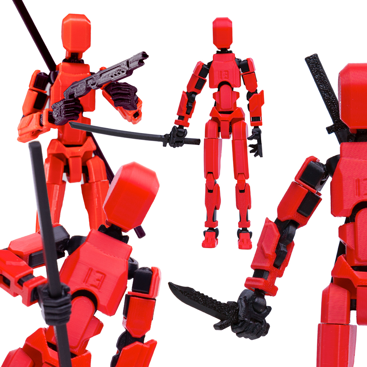 Robot jucarie cu articulatii R13, 16,5cm, imprimat 3D, complet asamblat - roșu [6]