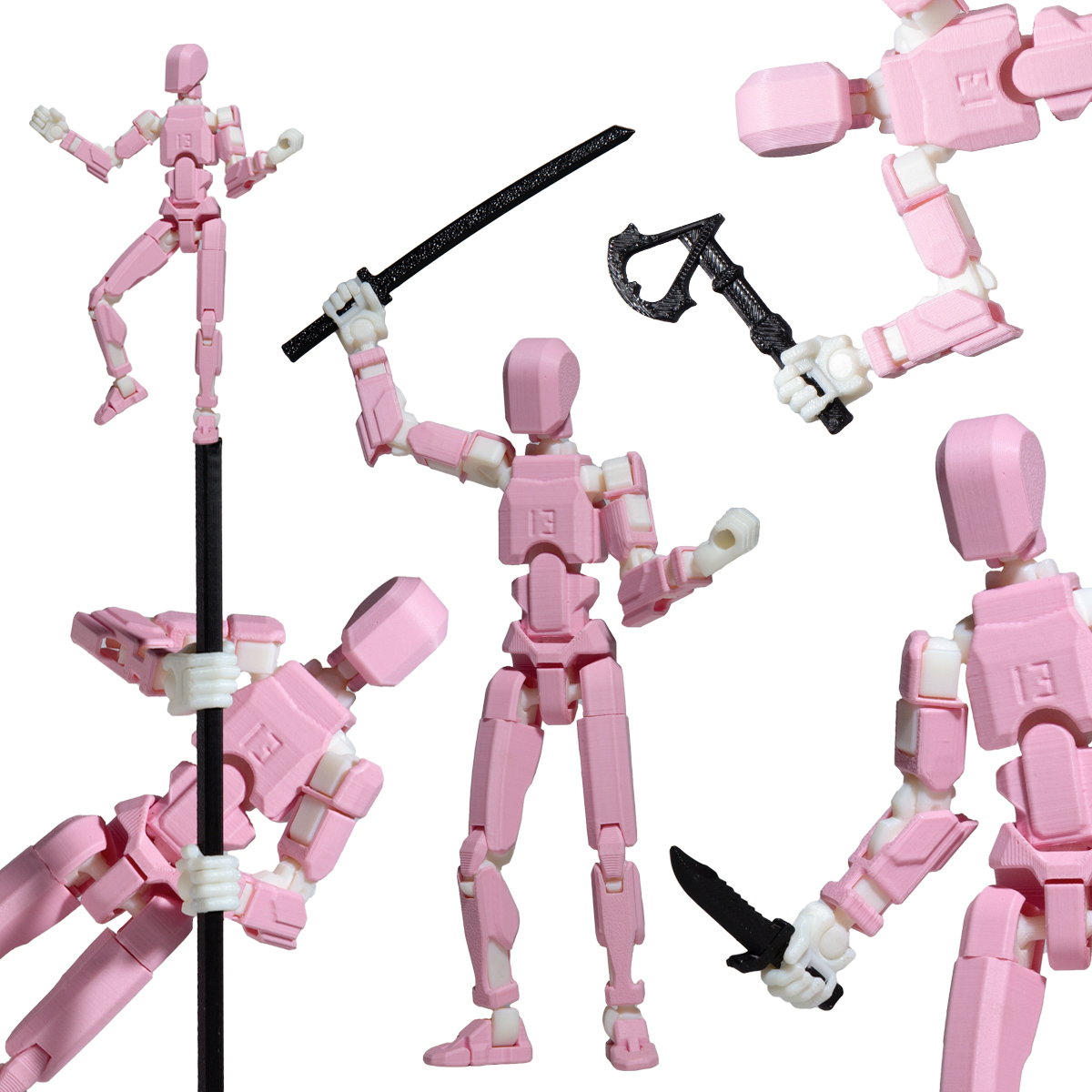 Robot jucarie cu articulatii R13, 16,5cm, imprimat 3D, complet asamblat - roz [5]