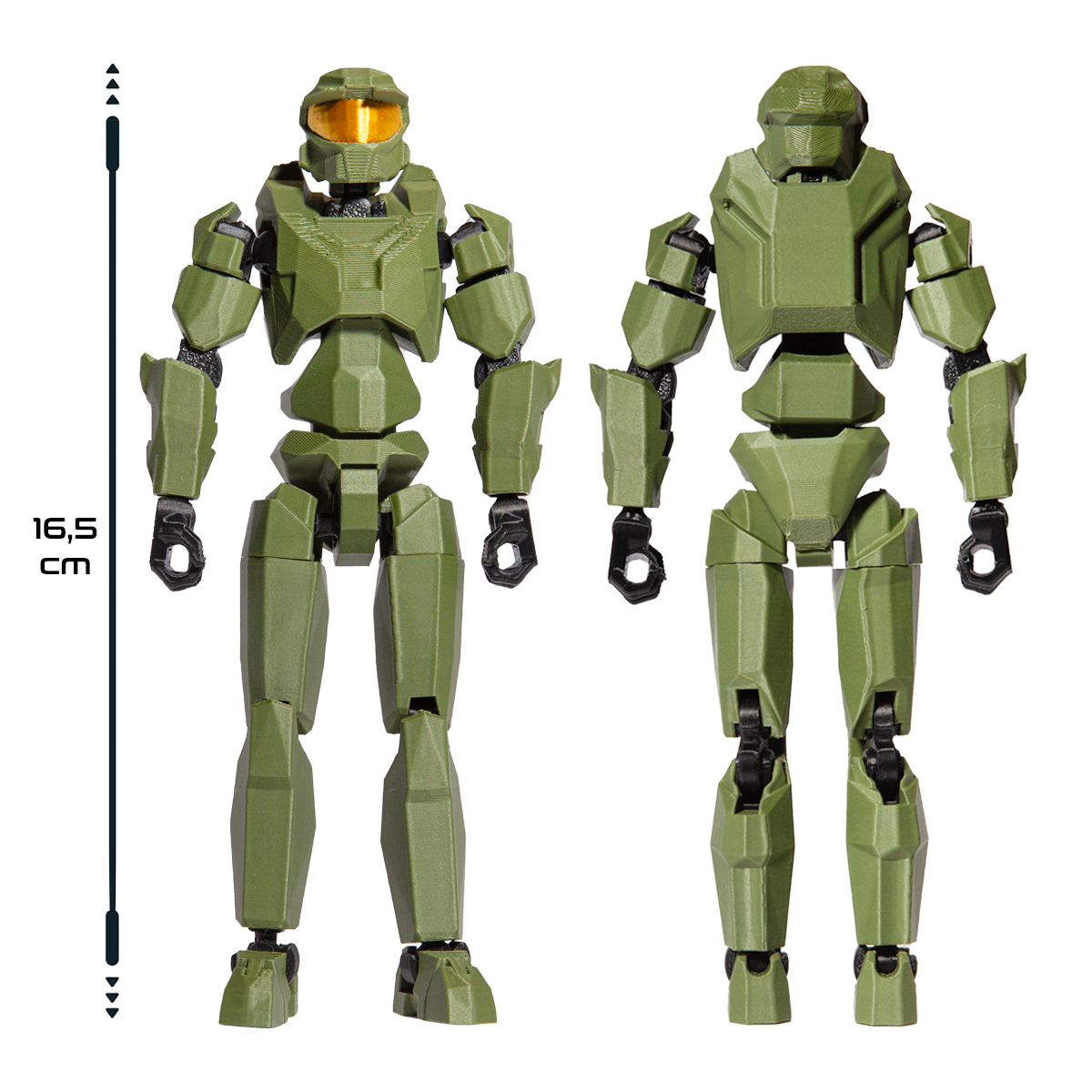 Robot figurina cu articulatii R13, 16,5 cm, imprimat 3D, tip Halo, verde inchis, complet asamblata [5]
