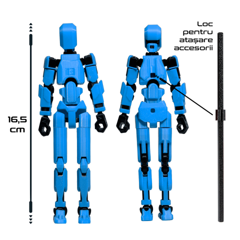Robot jucarie cu articulatii R13, 16,5cm, imprimat 3D, complet asamblat - albastru [3]