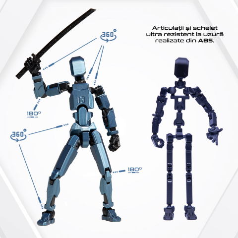 Robot jucarie cu articulatii R13, 16, 5cm, imprimat 3D, complet asamblat -Cobalt Albastru Metalizat [2]