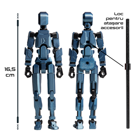 Robot jucarie cu articulatii R13, 16, 5cm, imprimat 3D, complet asamblat -Cobalt Albastru Metalizat [3]